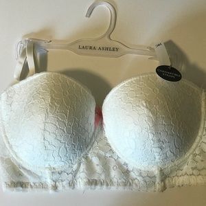 NWT Laura Ashley White Lace Convertible Bra 38C
